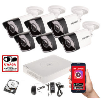 ZESTAW MONITORINGU IP HIKVISION DS-7108NI-Q1/8P (D) + 6x DS-2CD1021-I (F) 2MPX 2.8mm IR30 1TB